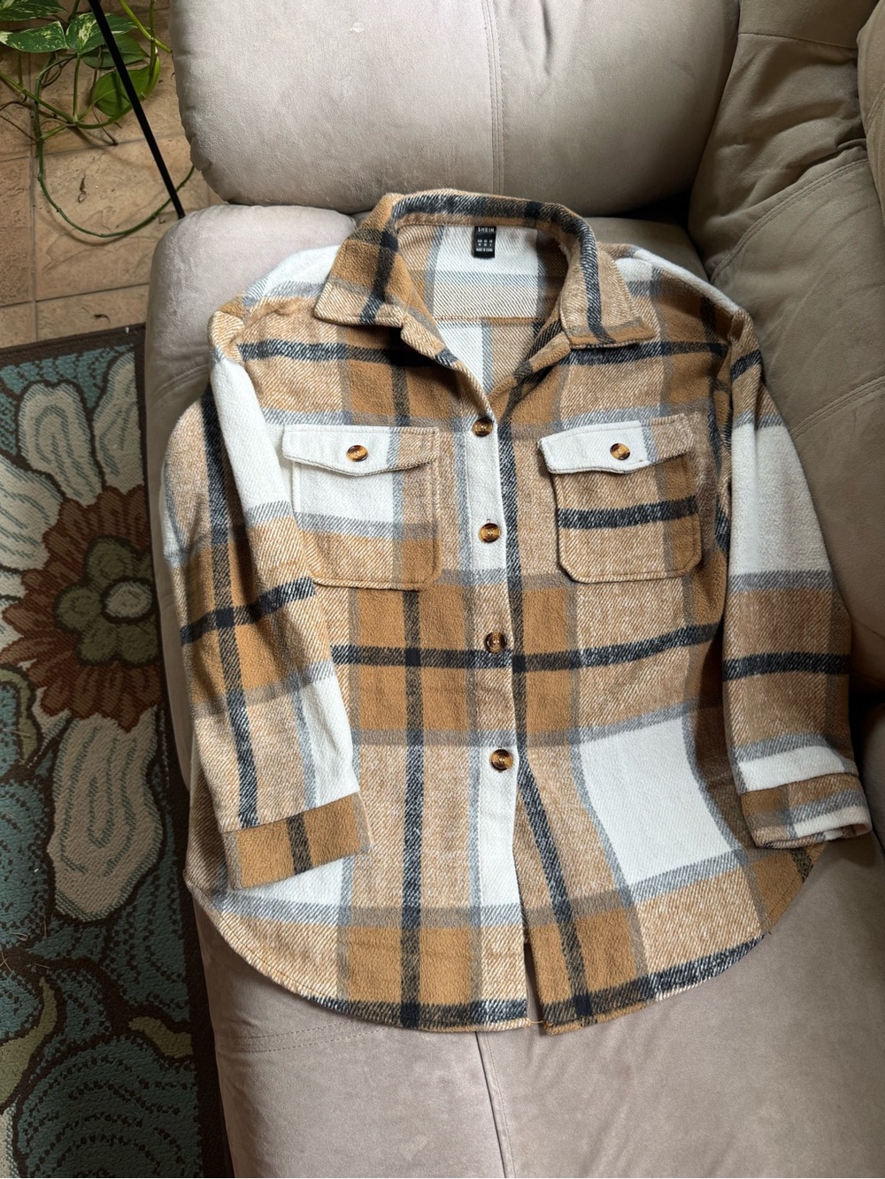 Camel & Cream Plaid Shacket